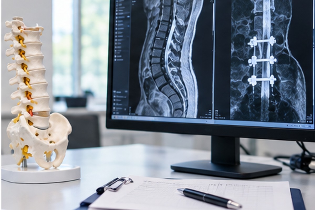 Illustrative spine model and imaging-review workstation